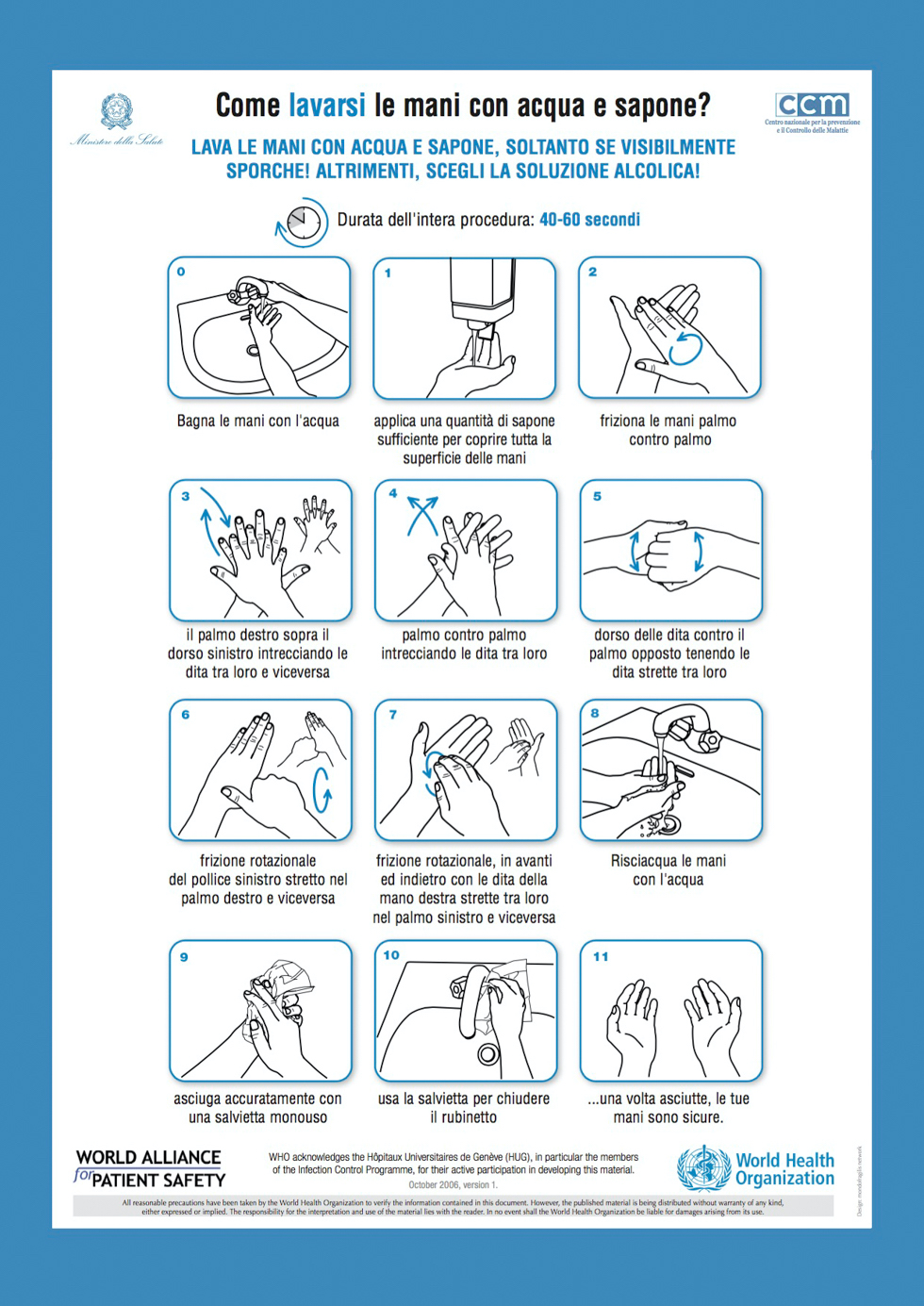 Le istruzioni per lavarsi le mani